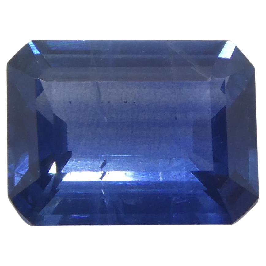 1.64 Carat Octagonal/Emerald Cut Blue Sapphire GIA Certified Thailand For Sale