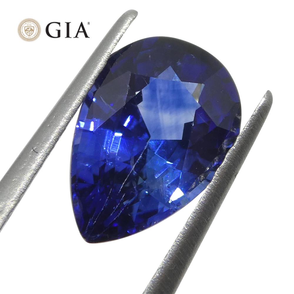 1.64ct Pear Blue Sapphire GIA Certified Madagascar   In New Condition For Sale In Toronto, Ontario