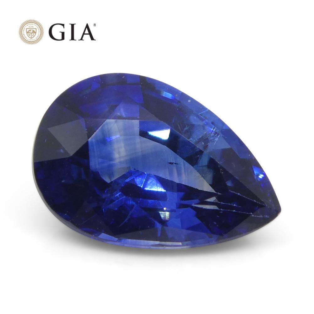 Women's or Men's 1.64ct Pear Blue Sapphire GIA Certified Madagascar   For Sale