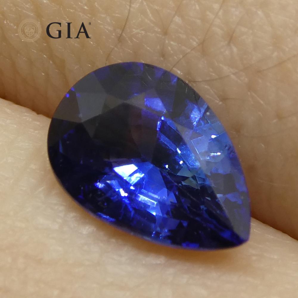 1.64ct Pear Blue Sapphire GIA Certified Madagascar   For Sale 1