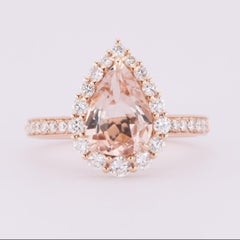1,64ct Soft Pink Morganit 14K Rose Gold Verlobungsring mit Diamant Halo R6617