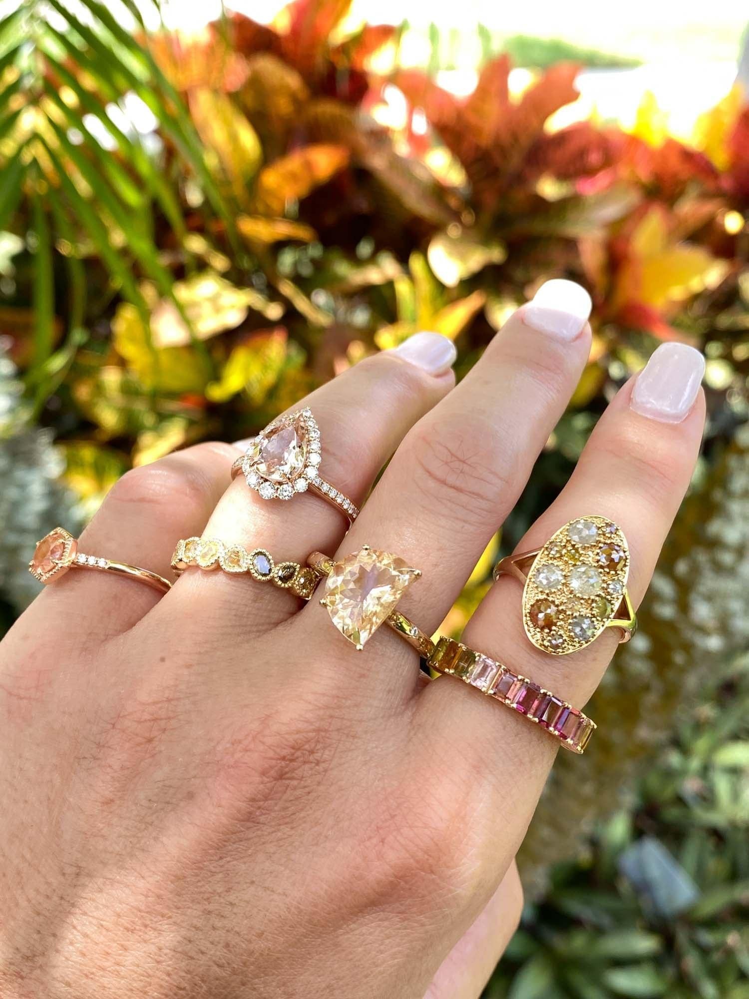 1,64ct Soft Pink Morganit 14K Rose Gold Verlobungsring mit Diamant Halo R6617 im Angebot 3