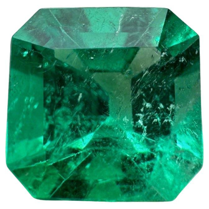 Esmeralda colombiana talla Asscher verde amarillenta de 1,64 ct: 7.4x7.3 Genuina Mayo
