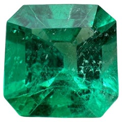 Esmeralda colombiana talla Asscher verde amarillenta de 1,64 ct: 7.4x7.3 Genuina Mayo