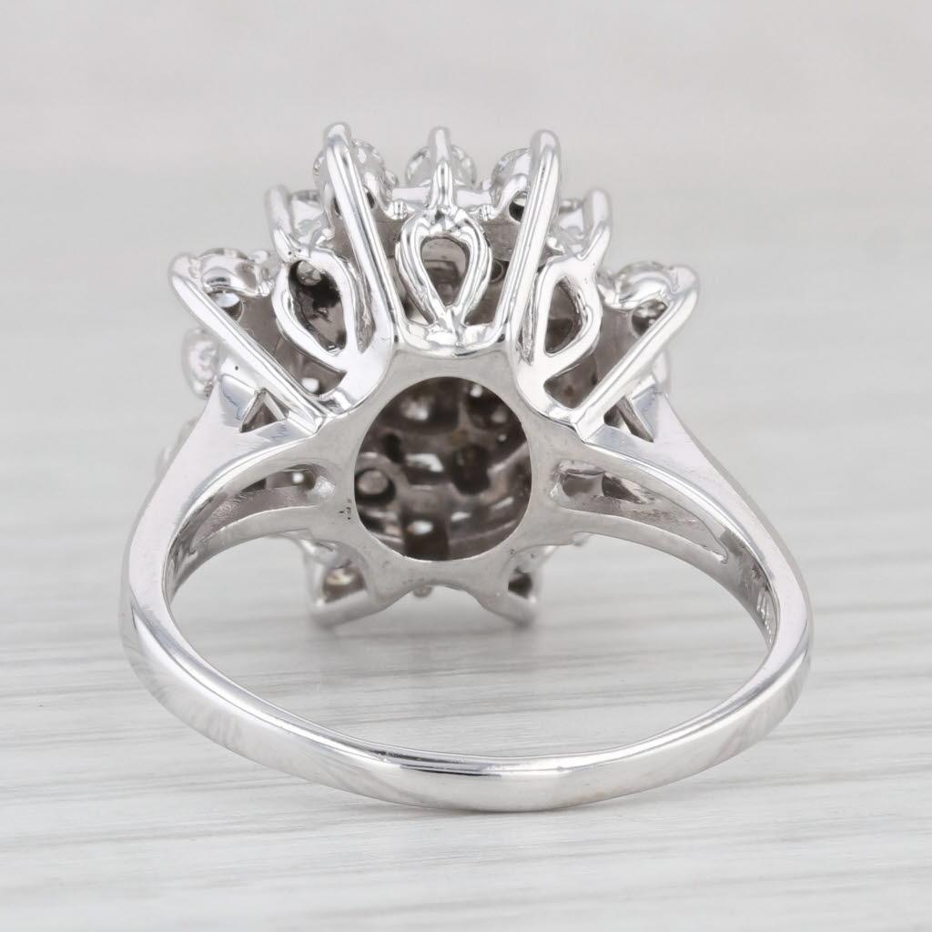 Gemstone Information:
- Natural Diamonds -
Total Carats - 1.64ctw
Cut - Round Brilliant
Color - H - I
Clarity - VS2 - SI1

Metal: 14k White Gold 
Weight: 8.2 Grams 
Stamps: 14k
Face Height: 17.9 mm 
Rise Above Finger: 13.8 mm
Band / Shank Width: 1.8