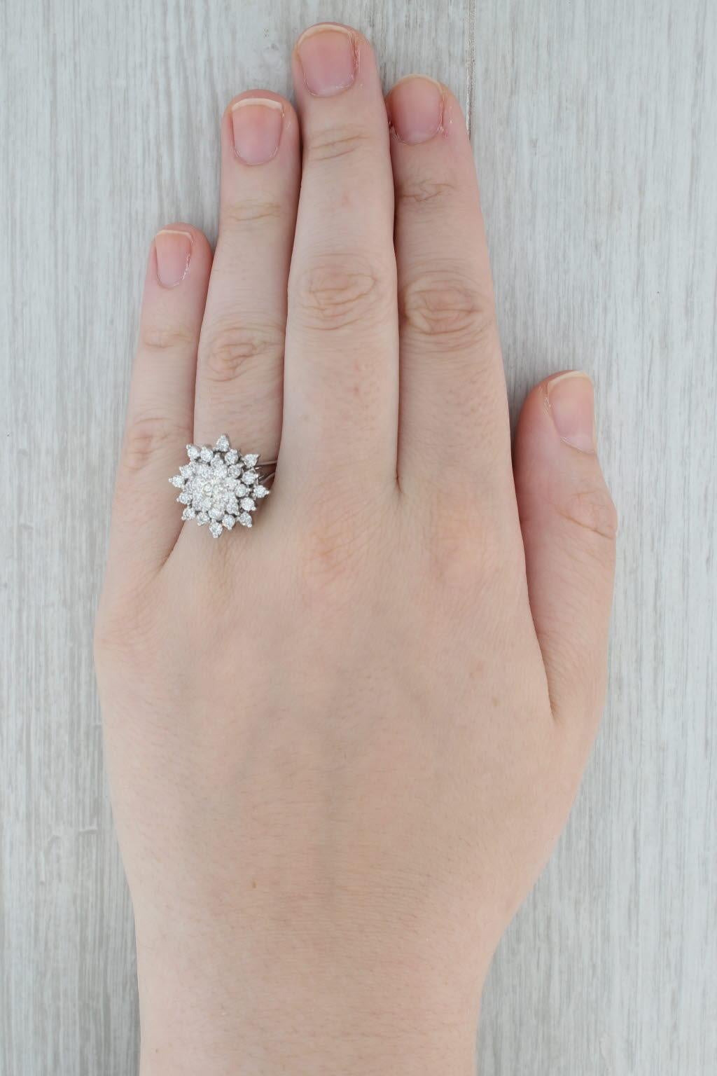 Women's 1.64ctw Diamond Cluster Cocktail Ring 14k White Gold Size 9