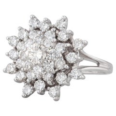 1.64ctw Diamond Cluster Cocktail Ring 14k White Gold Size 9