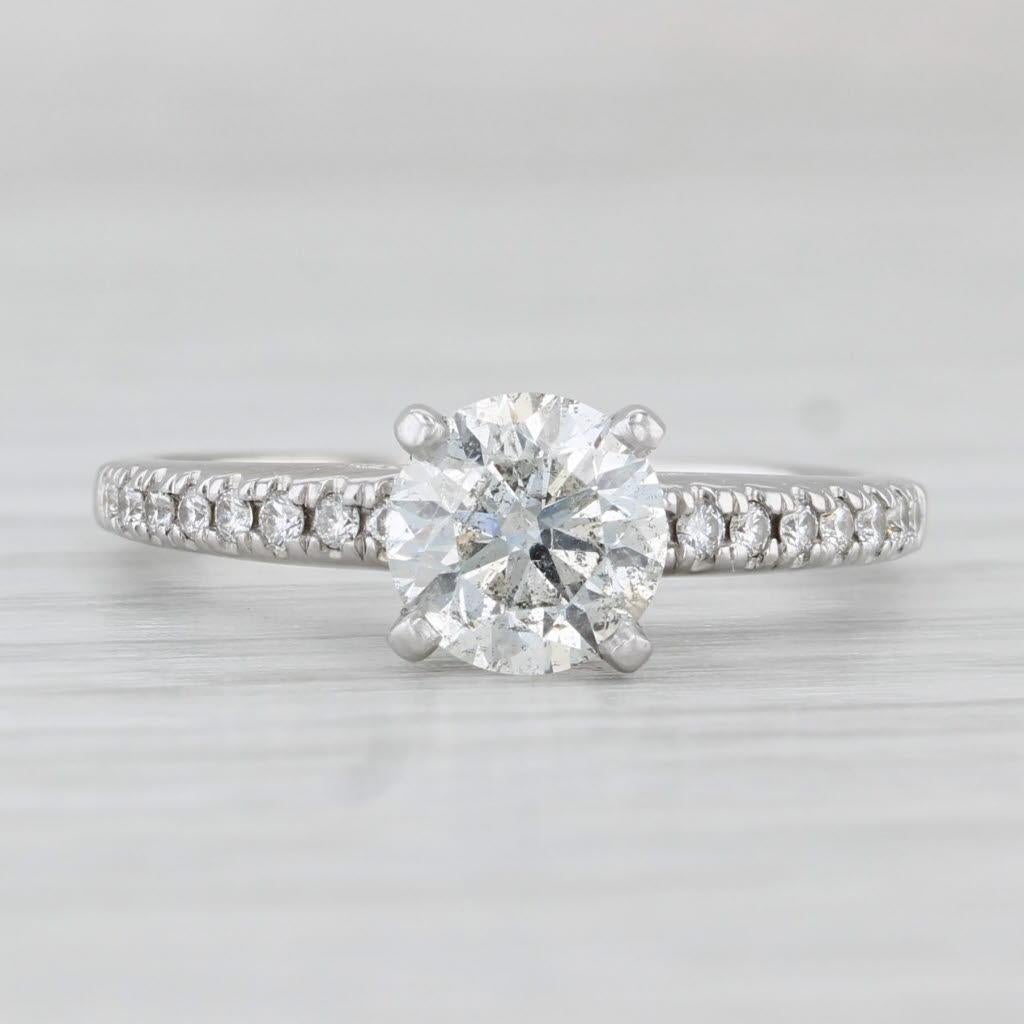 Round Cut 1.64ctw Round Diamond Engagement Ring 14k Gold Cathedral Band IGI Scott Kay For Sale