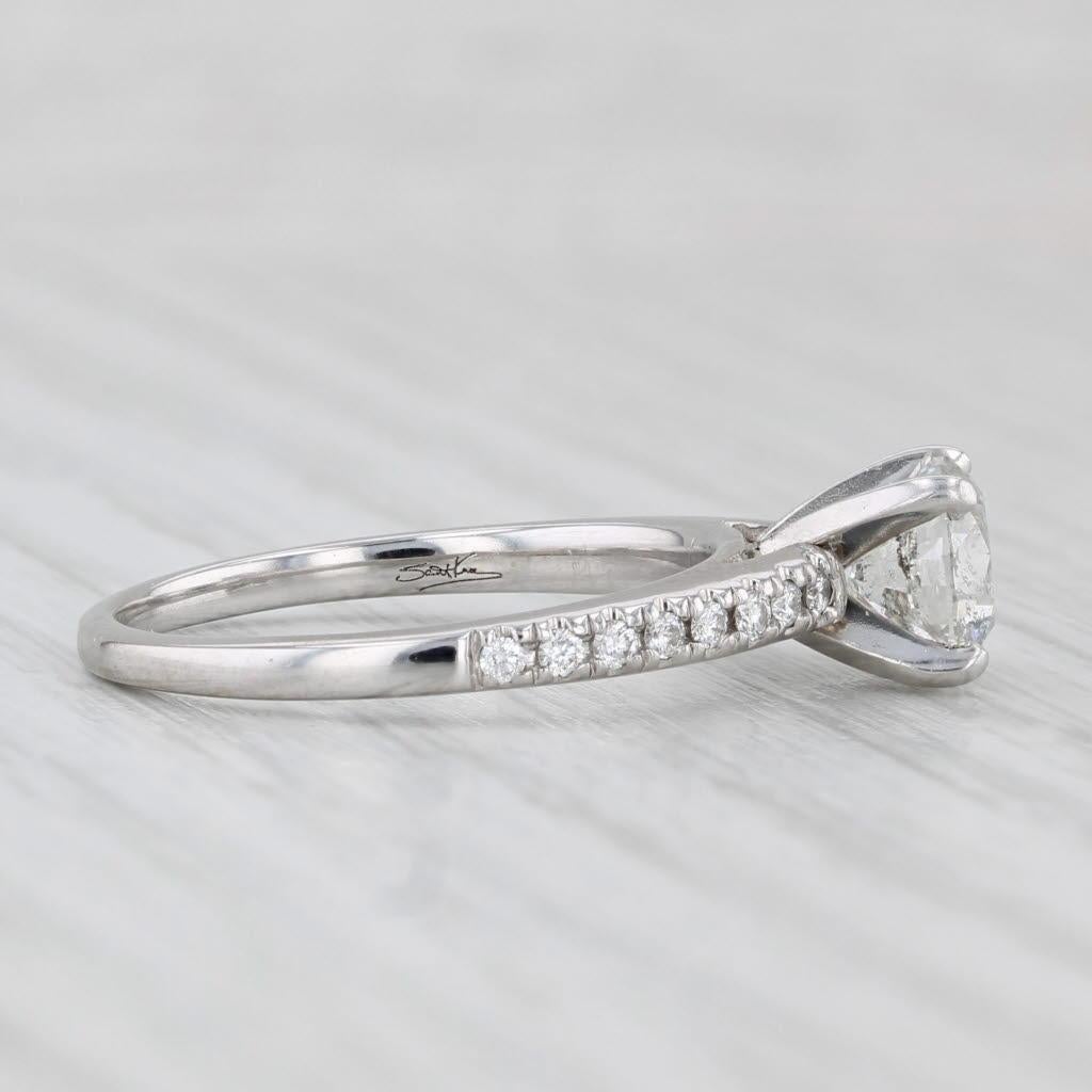 1.64ctw Round Diamond Engagement Ring 14k Gold Cathedral Band IGI Scott Kay For Sale 2