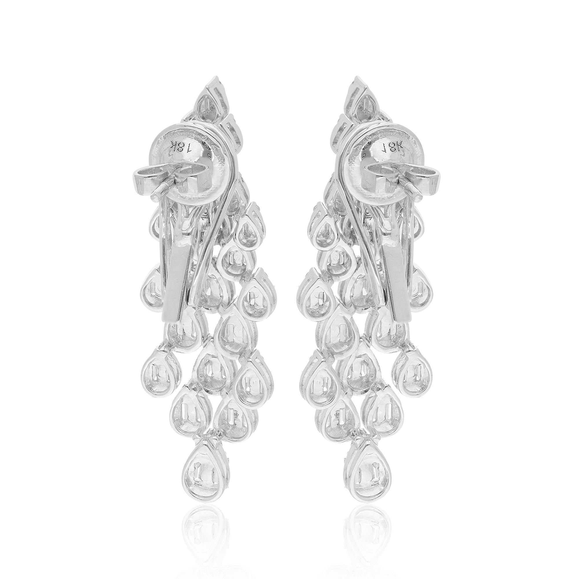 Women's 1.65 Carat Baguette & Round Diamond Dangle Earrings 18 Karat White Gold Jewelry