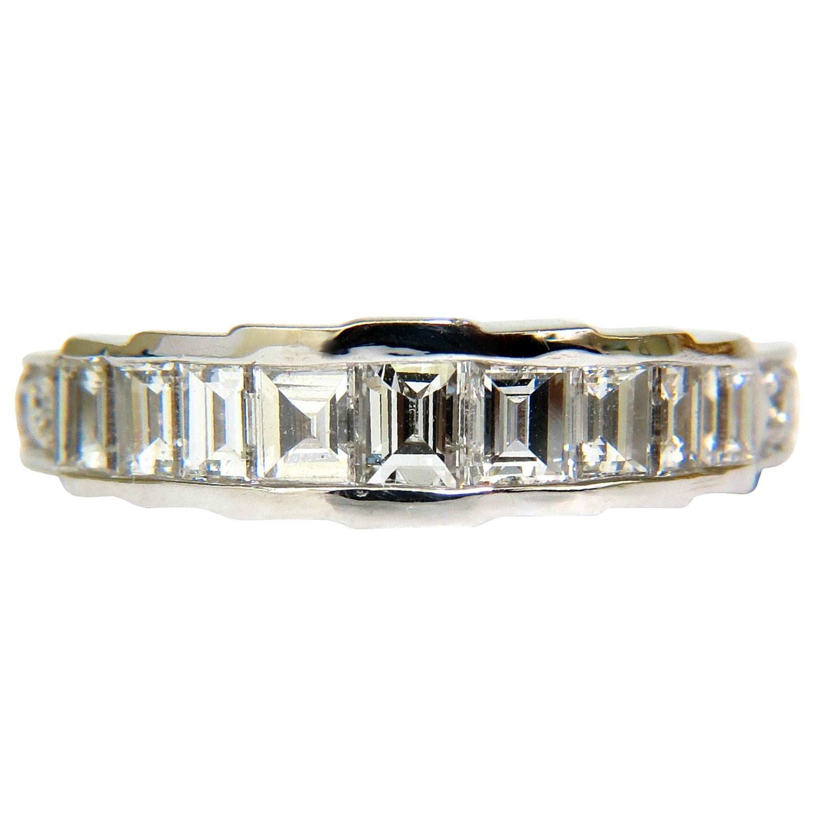 1.65 Carat Brilliant Square Baguette and Rounds Cuts Diamond Band 14 Karat G/VS