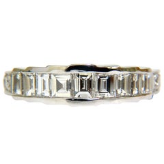 1.65 Carat Brilliant Square Baguette and Rounds Cuts Diamond Band 14 Karat G/VS