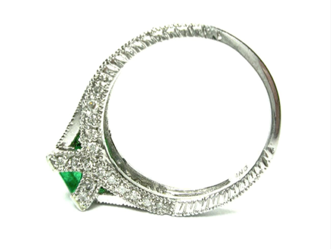 1.65 Carat Colombian Emerald Diamond Engagement Ring Platinum For Sale 7