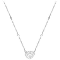 1.65 Carat Diamond 18 Karat White Gold Heart Pendant Necklace