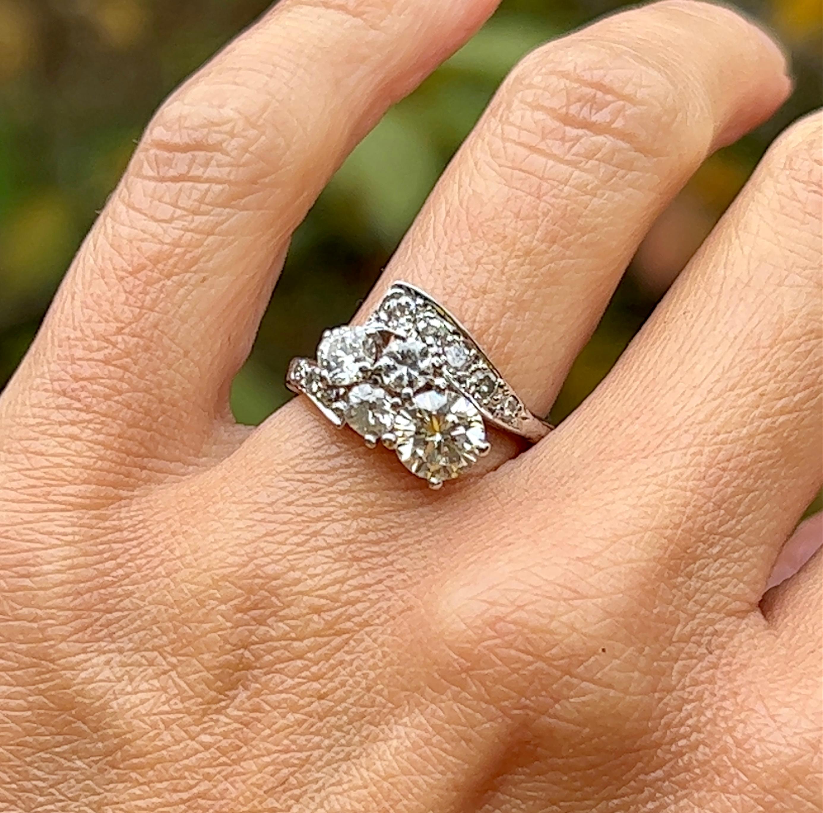 1,65 Karat Diamant-Cluster-Ring mit 14K Gold Finger Mate-Schnalle 4