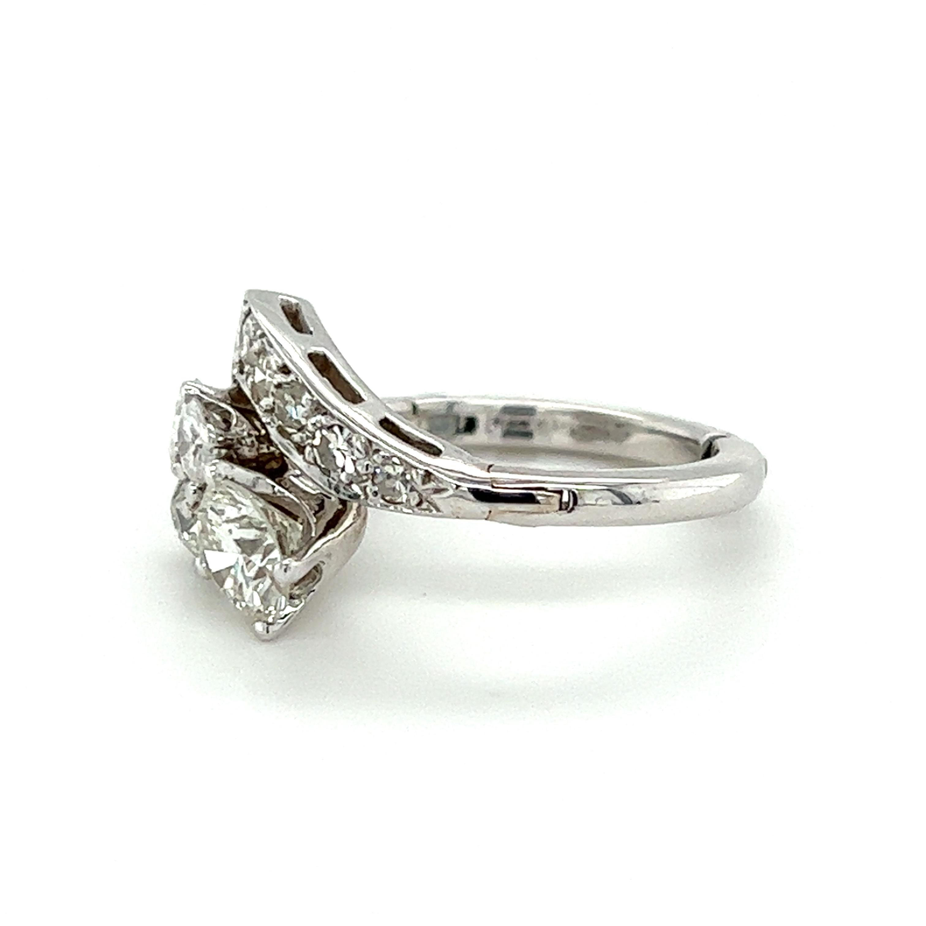 1,65 Karat Diamant-Cluster-Ring mit 14K Gold Finger Mate-Schnalle (Brillantschliff)