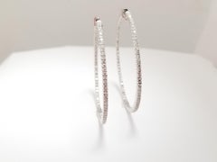 1.65 Carat Diamond Large Hoop Earrings 14 Karat White Gold