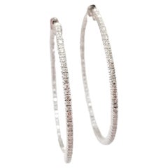 1.65 Carat Diamond Large Hoop Earrings 14 Karat White Gold