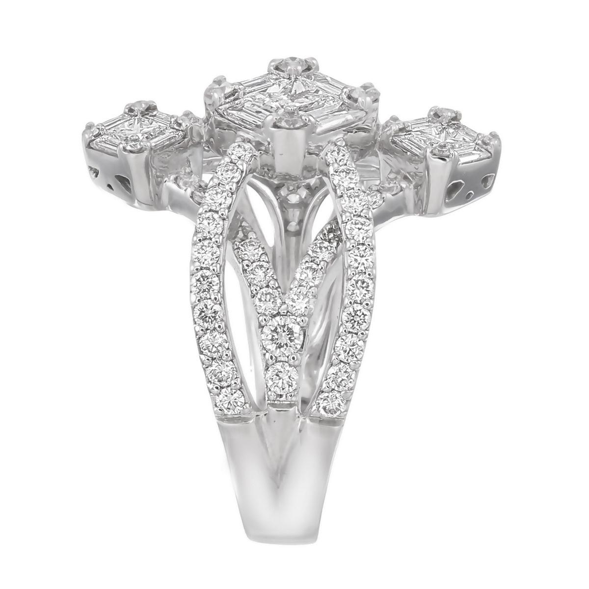 Bague de mariage en or 18 carats avec diamants de 1,65 carat d'illusion en vente 2