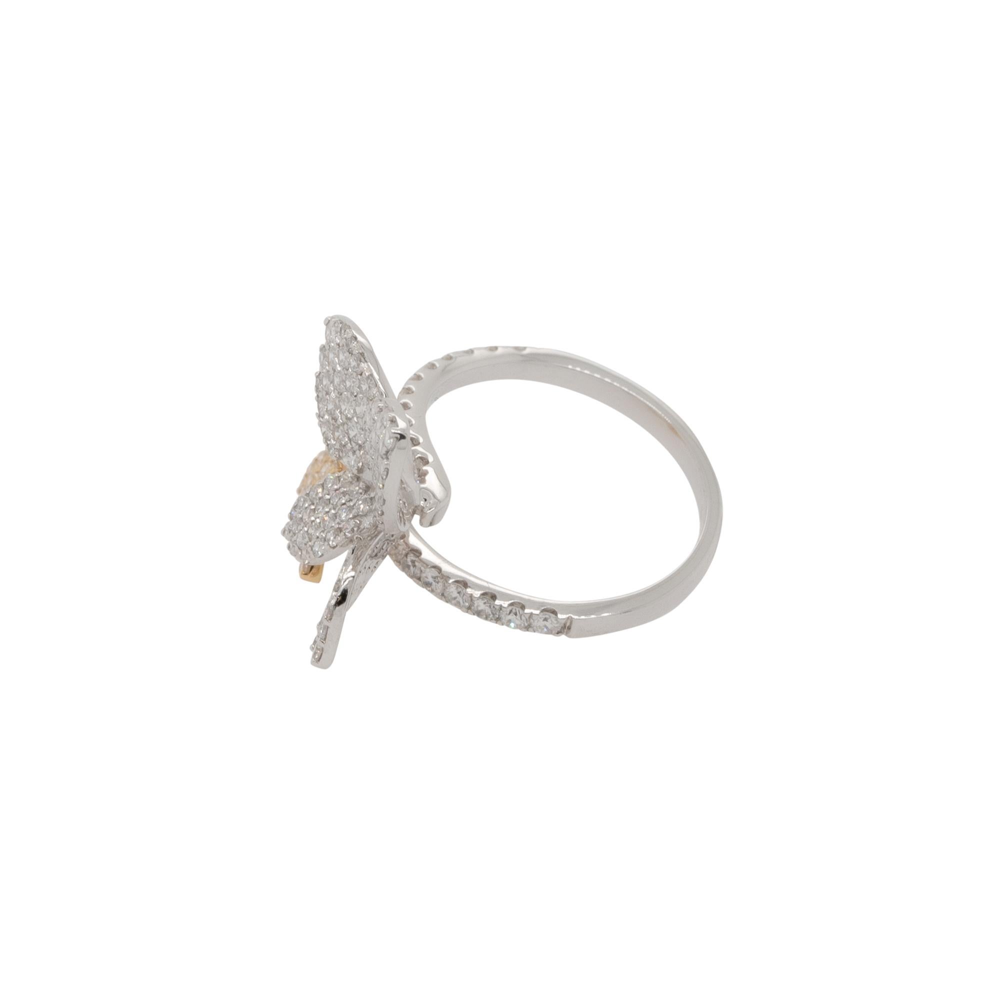1.65 Carat Diamond Pave over Pass Flower Ring 18 Karat in Stock In New Condition For Sale In Boca Raton, FL