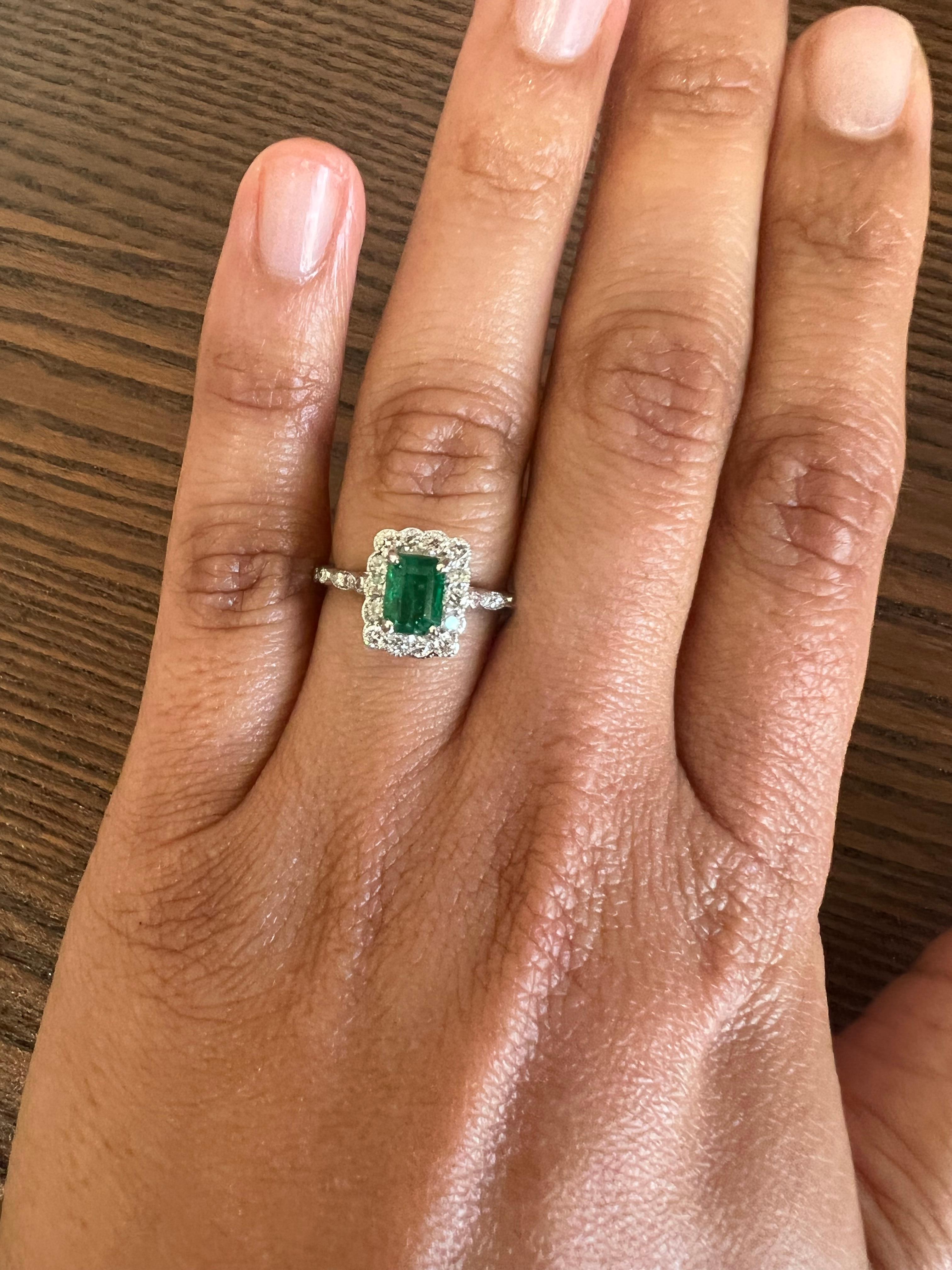  Bague de fiançailles en or blanc 18 carats avec diamant émeraude de 1,65 carat Pour femmes 