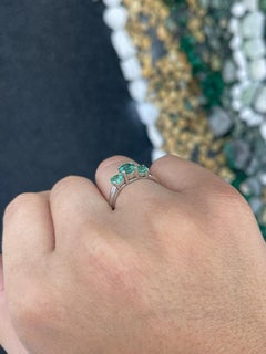 1.65 Carat Emerald Diamond Ring 18K White Gold Pure Sophistication