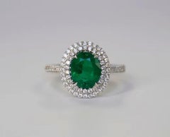 1.65 Carat Emerald Double Halo Ring