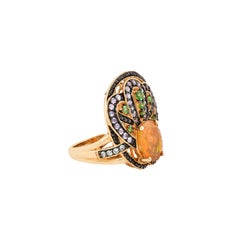 1.65 Carat Ethiopian Opal Ring in 14 Karat Yellow Gold with Diamonds