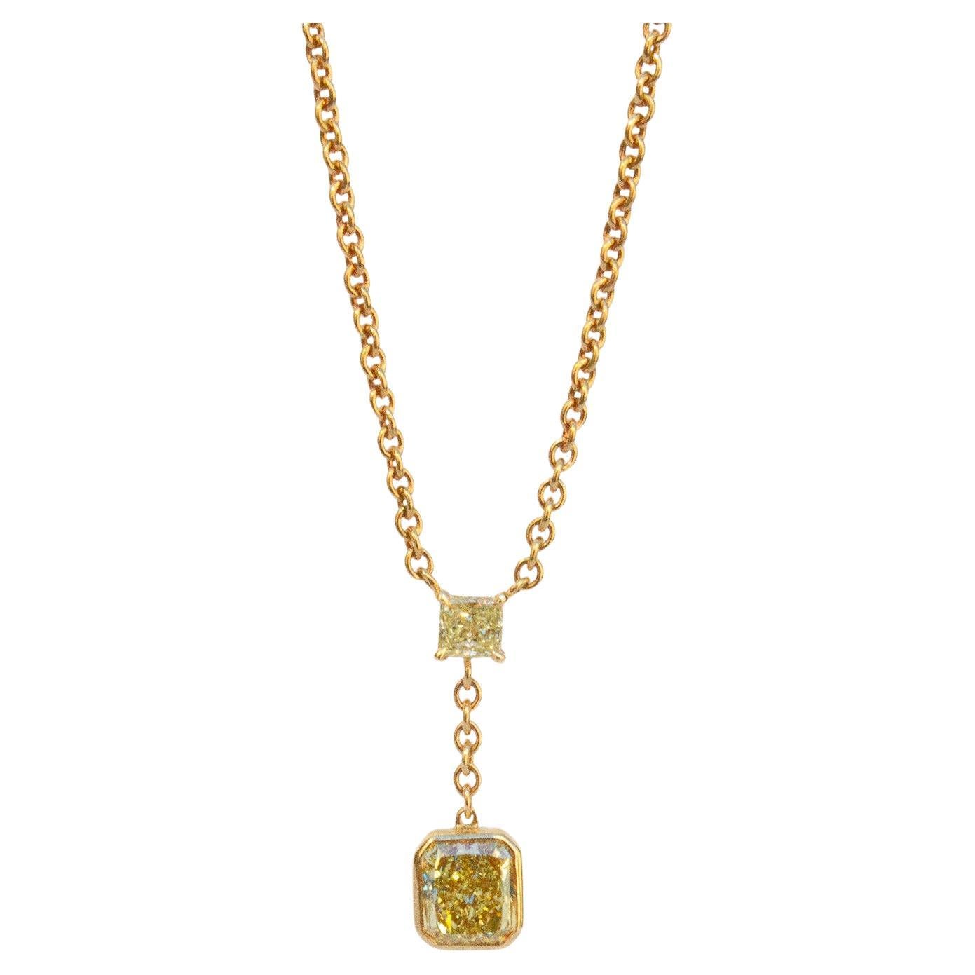 1.65 Carat Fancy Yellow Diamond Pendant Necklace