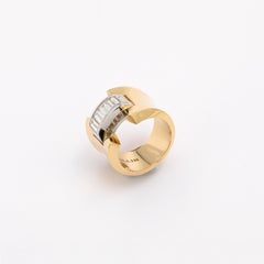 1.65 Carat Handmade Baguette Diamond 18 Karat Yellow and White Gold Ring