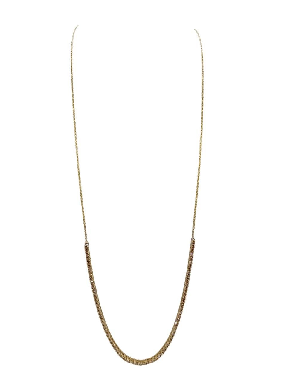 1.65 Carat Mini Diamond Necklace Chain 14 Karat Yellow Gold 16'' In New Condition For Sale In Great Neck, NY