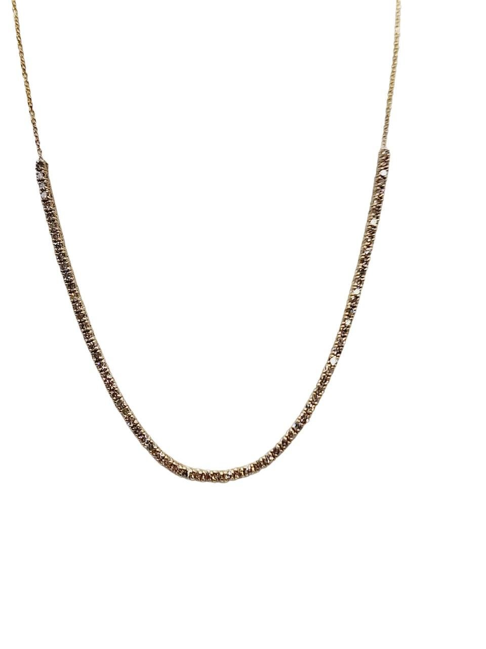 1,65 Karat Mini Diamant Halskette Kette 14 Karat Gelbgold 20'' (Rundschliff)