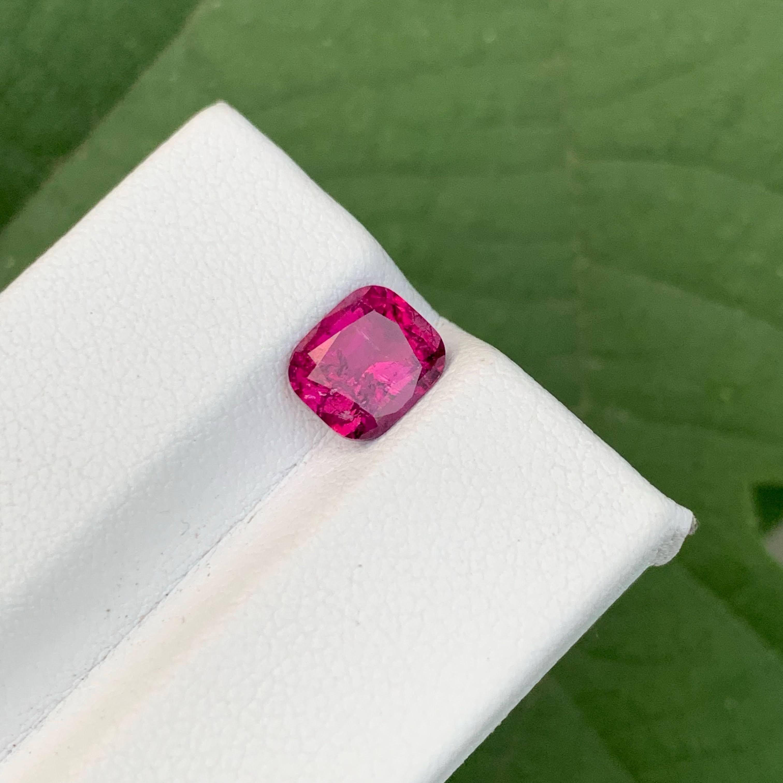 Modern 1.65 Carat National Loose Rubelite Tourmaline Stone Cushion Cut Afghan Gemstone For Sale