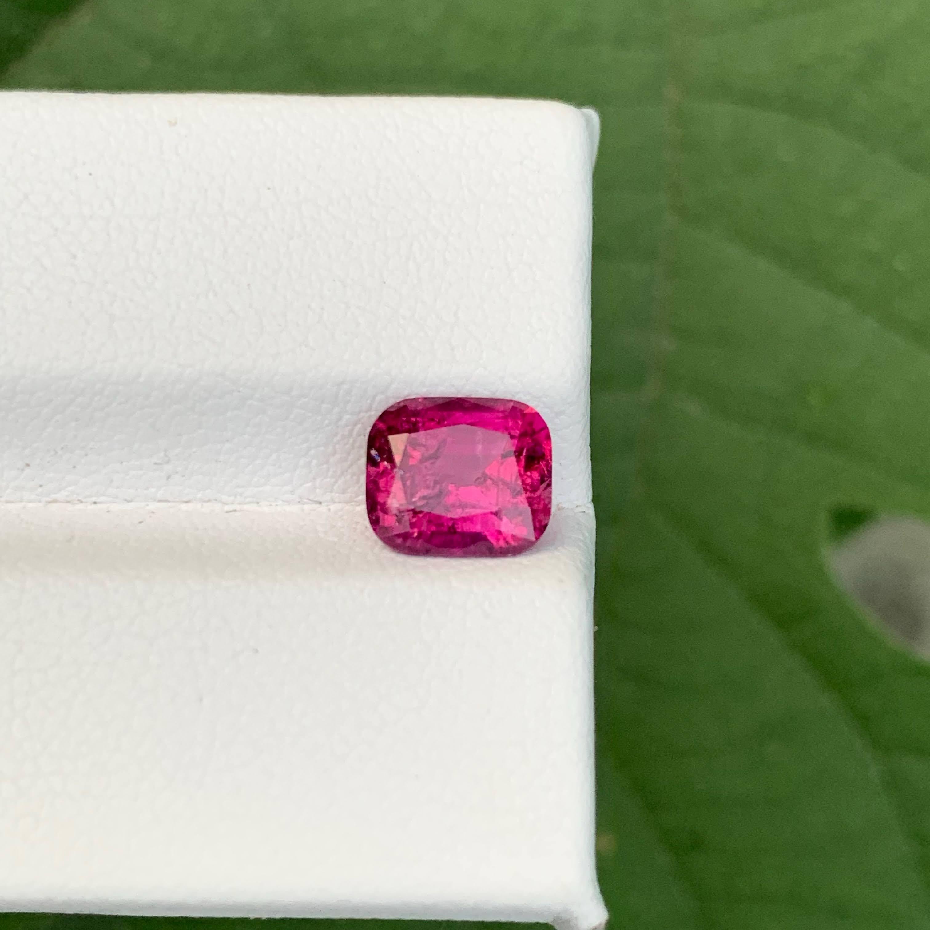 Women's or Men's 1.65 Carat National Loose Rubelite Tourmaline Stone Cushion Cut Afghan Gemstone For Sale