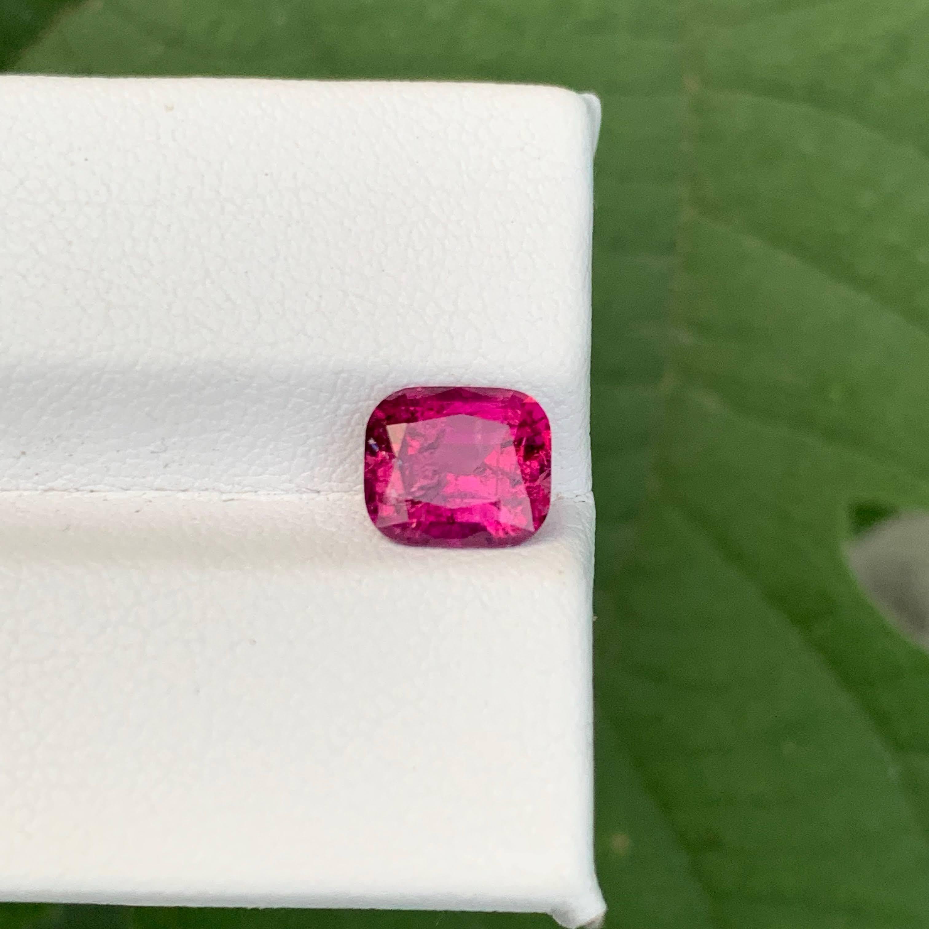 1.65 Carat National Loose Rubelite Tourmaline Stone Cushion Cut Afghan Gemstone For Sale 1