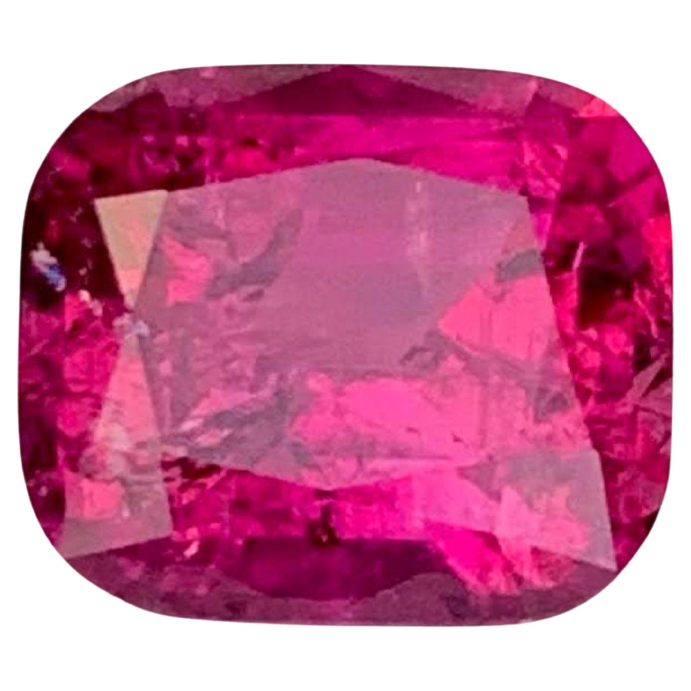 1.65 Carat National Loose Rubelite Tourmaline Stone Cushion Cut Afghan Gemstone