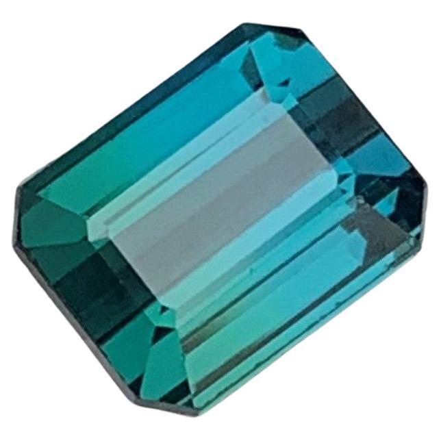 1.65 Carat Natural Blue Indicolite Tourmaline Emerald Shape from Afghan Mine For Sale