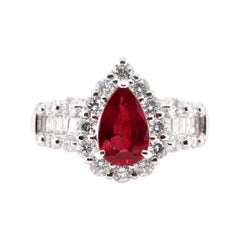 GIA Certified 1.65 Carat Natural Burmese Pigeon's Blood Color Ruby Ring