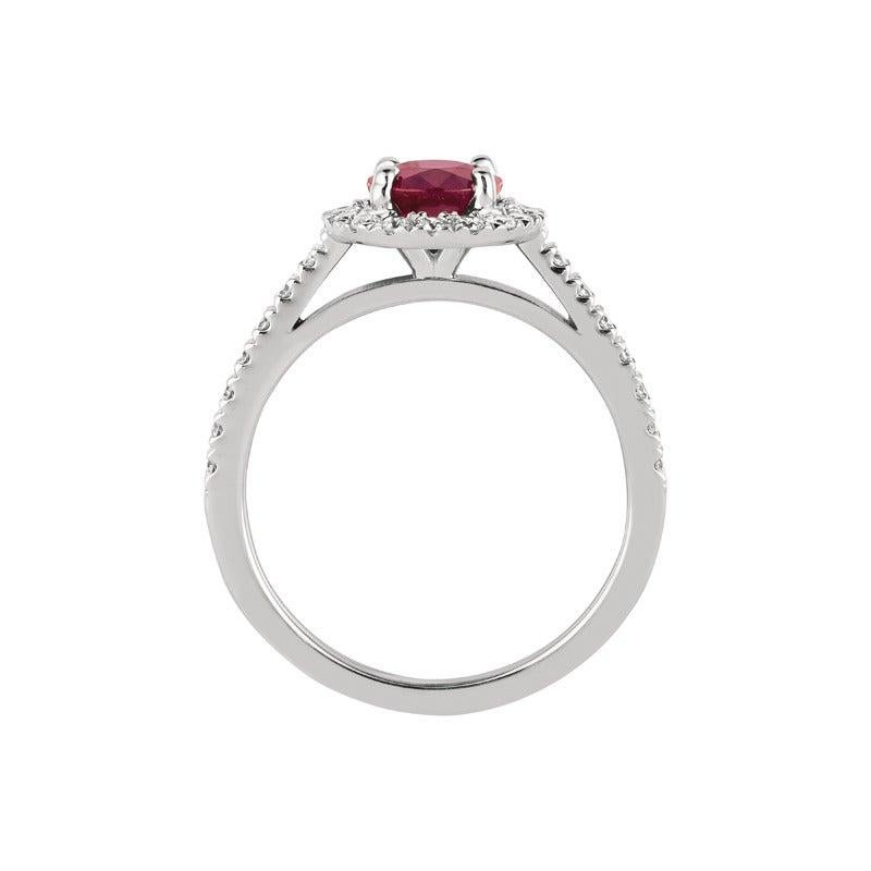 For Sale:  1.65 Carat Natural Diamond and Ruby Engagement Ring 14 Karat White Gold 2