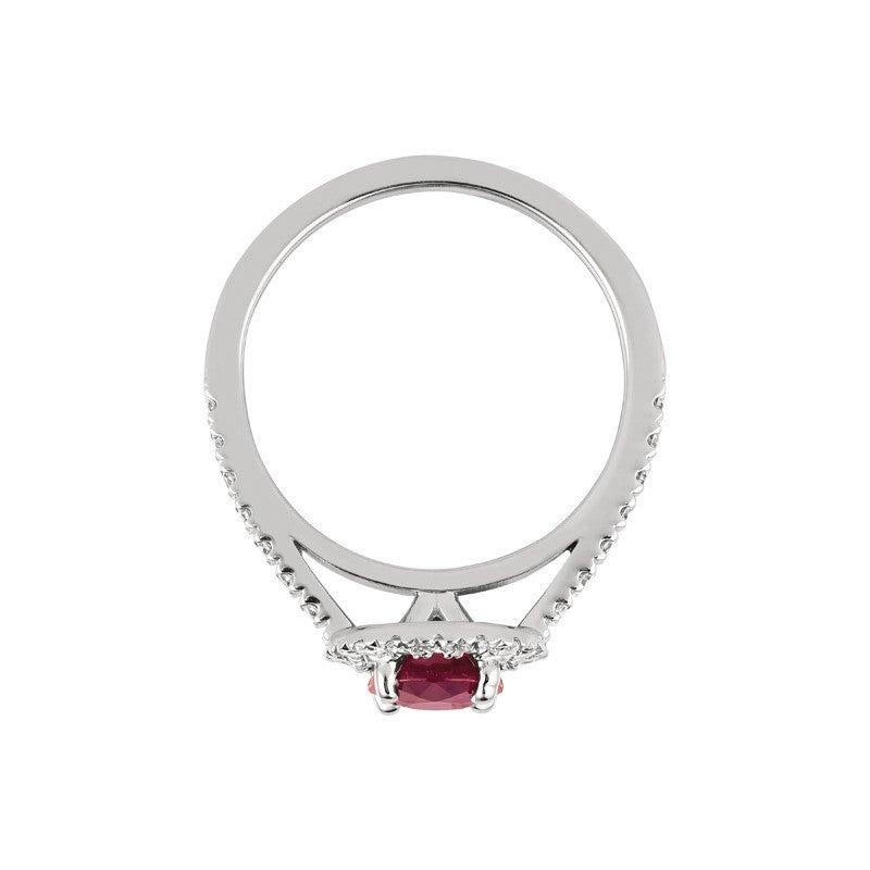 For Sale:  1.65 Carat Natural Diamond and Ruby Engagement Ring 14 Karat White Gold 4