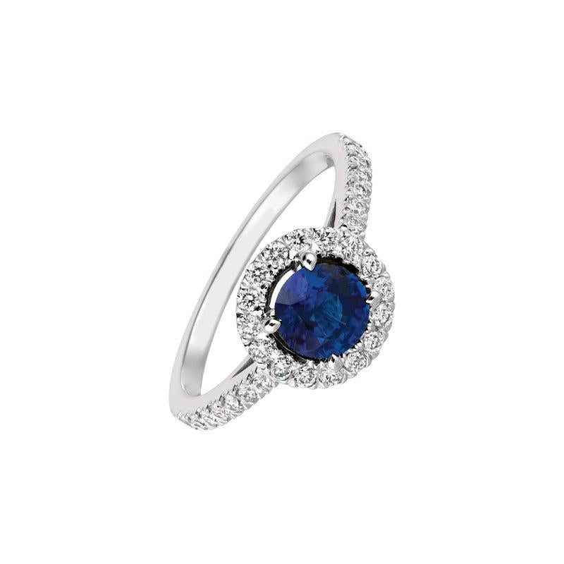 For Sale:  1.65 Carat Natural Diamond and Sapphire Engagement Ring 14 Karat White Gold 2