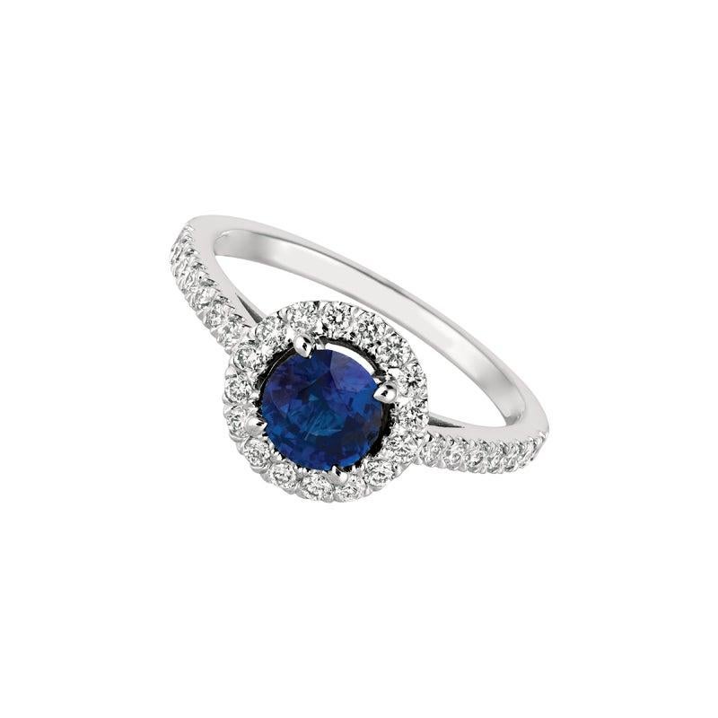 For Sale:  1.65 Carat Natural Diamond and Sapphire Engagement Ring 14 Karat White Gold 3