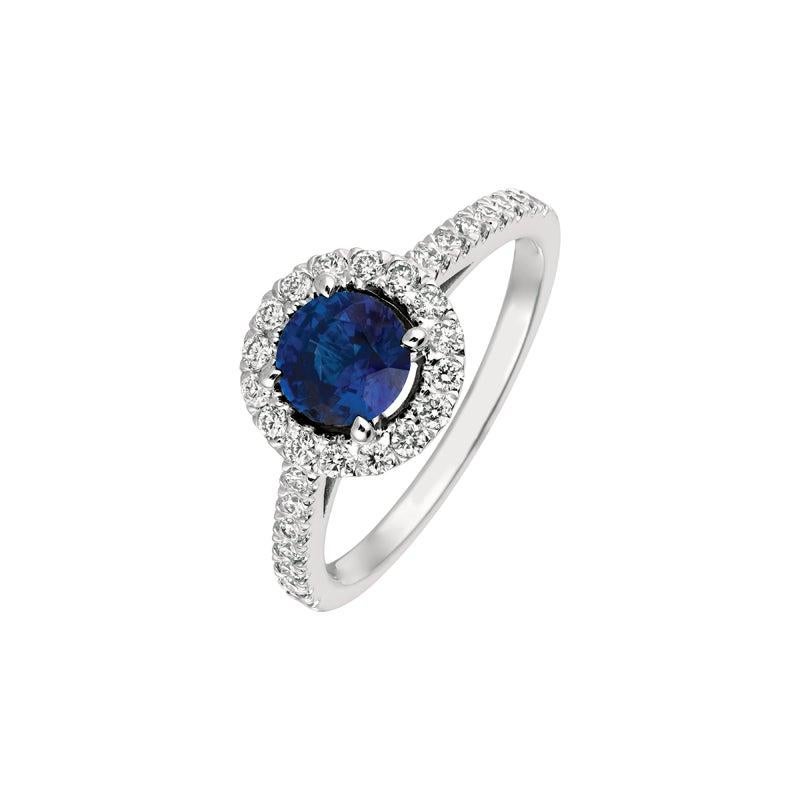 For Sale:  1.65 Carat Natural Diamond and Sapphire Engagement Ring 14 Karat White Gold 4