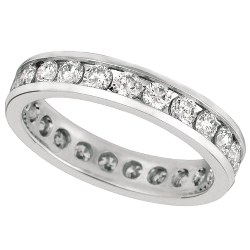 1.65 Carat Natural Diamond Eternity Channel Set Ring Band 14 Karat White Gold For Sale