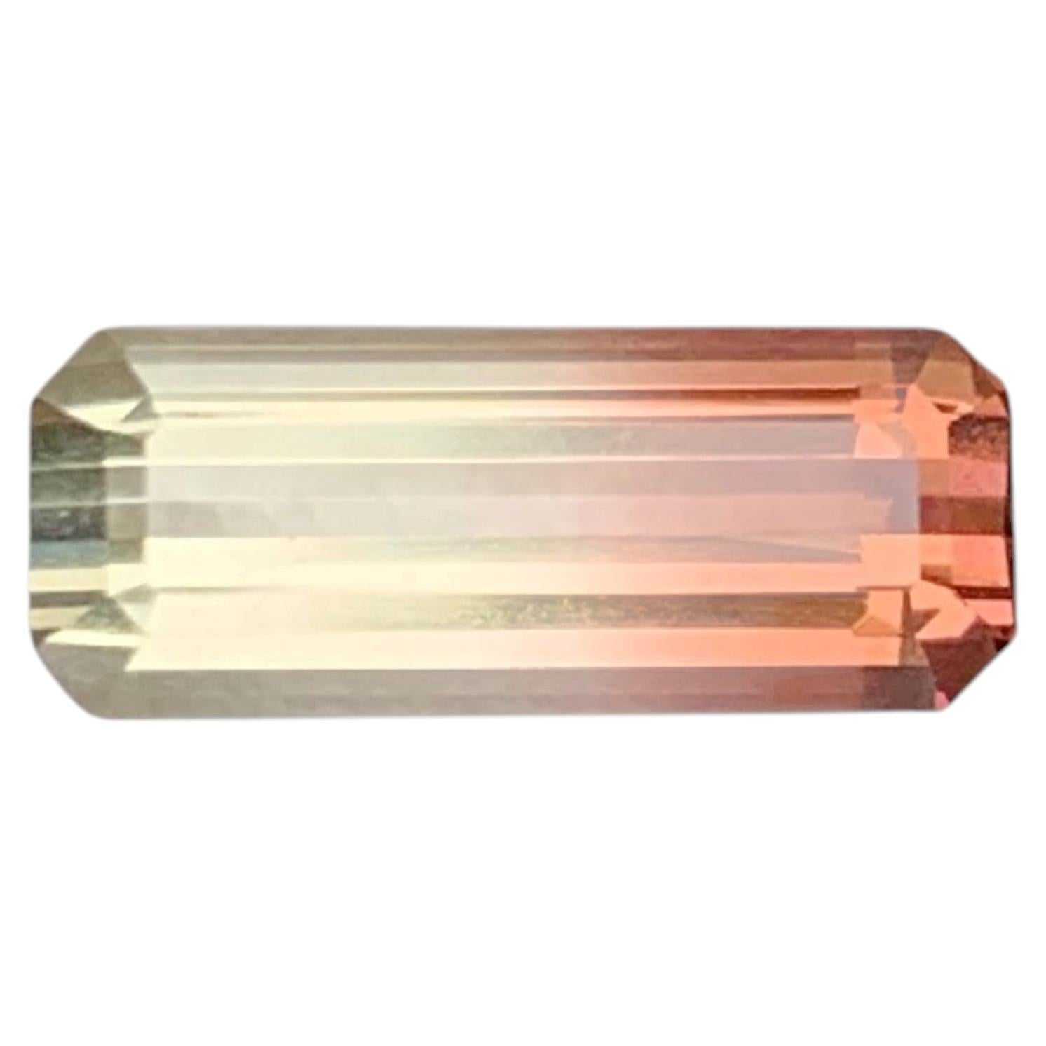 1.65 Carat Natural Loose Bicolor Tourmaline Stone Emerald Cut Afghan Gemstone For Sale