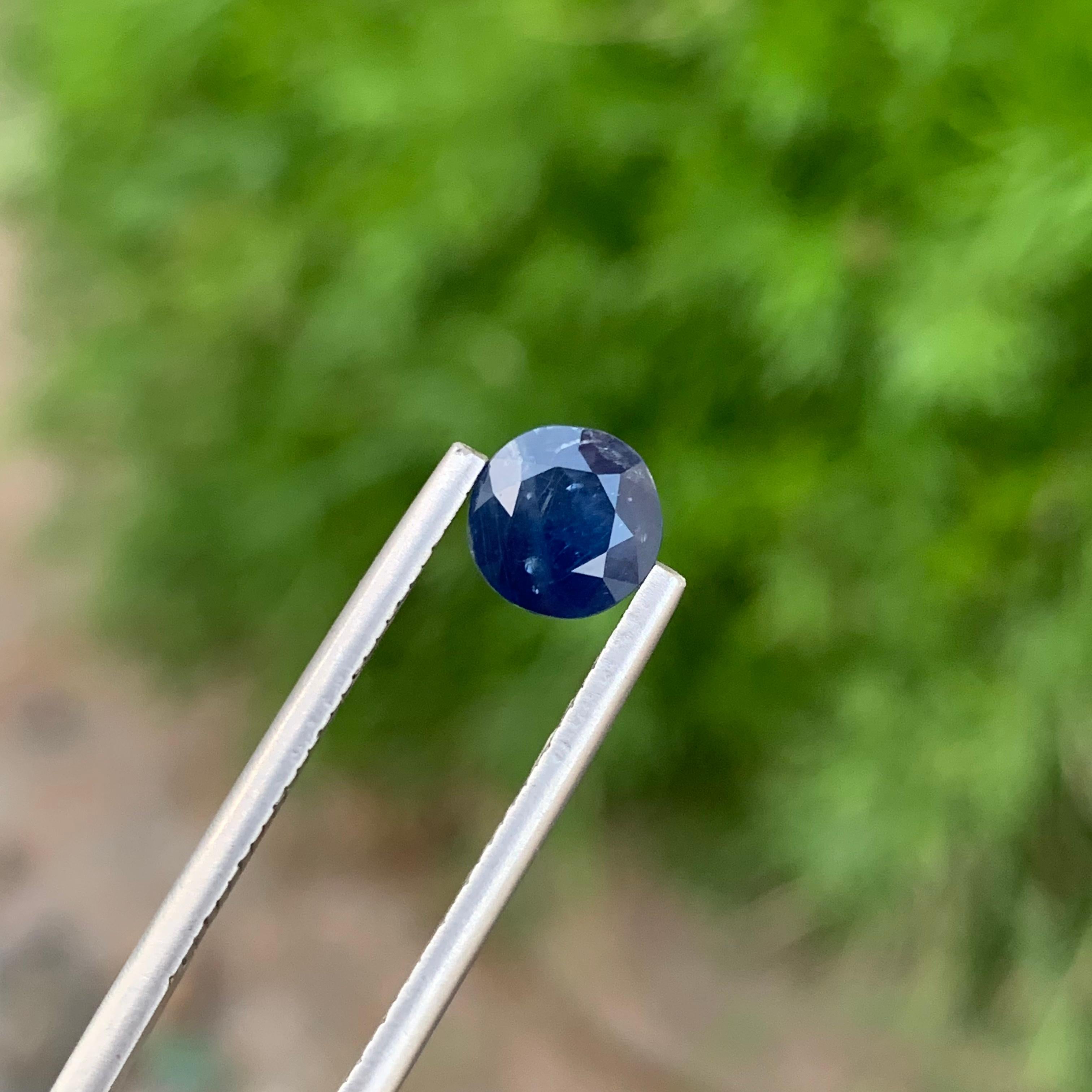 1.65 Carat Natural Loose Blue Sapphire Round Cut Ring Gemstone  For Sale 1