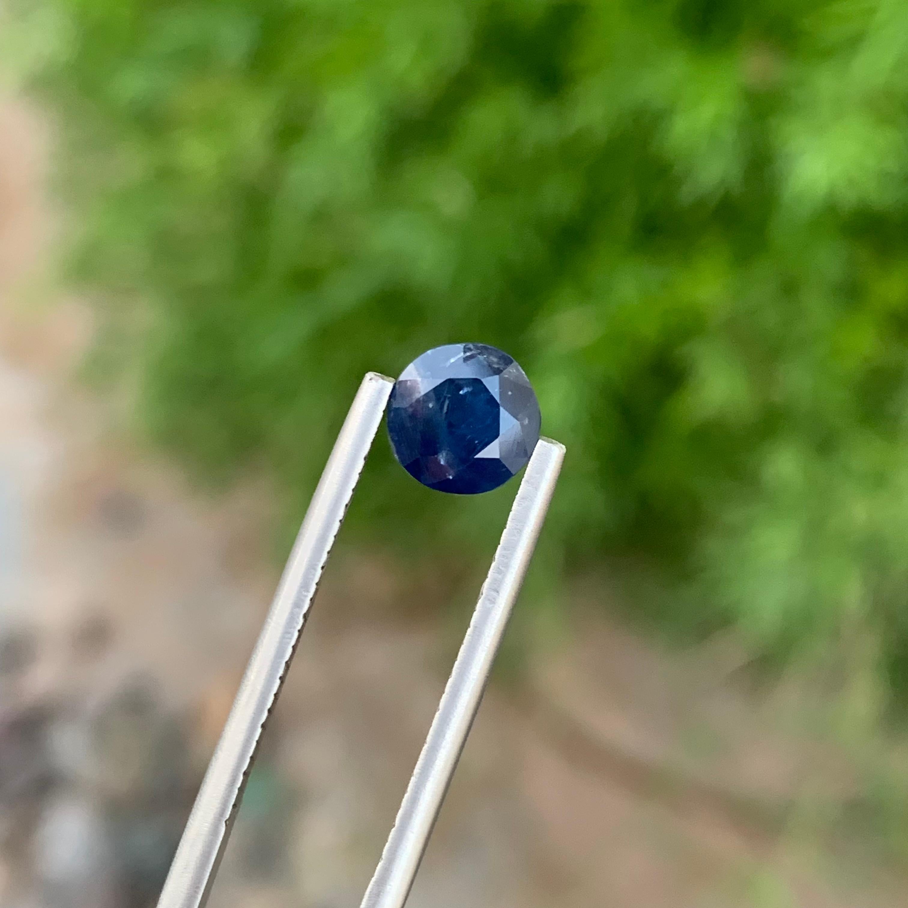 1.65 Carat Natural Loose Blue Sapphire Round Cut Ring Gemstone  For Sale 4