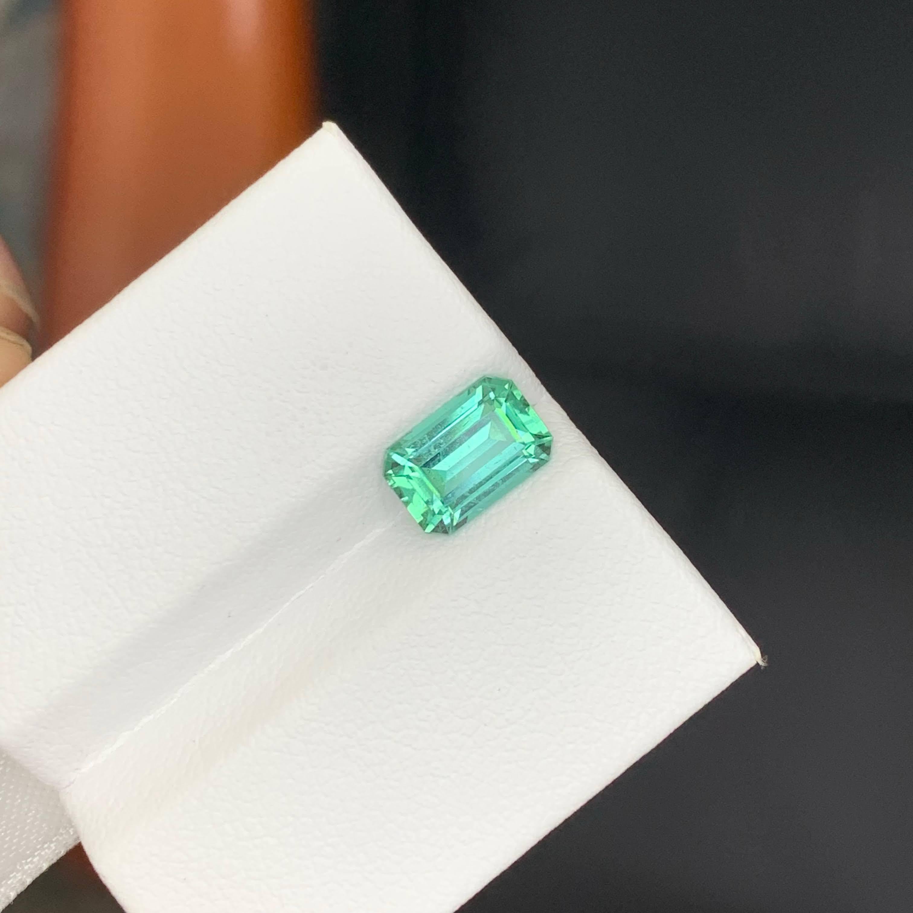 1.65 Carat Natural Loose Emerald Color Tourmaline Emerald Cut From Afghanistan Neuf - En vente à Bangkok, TH