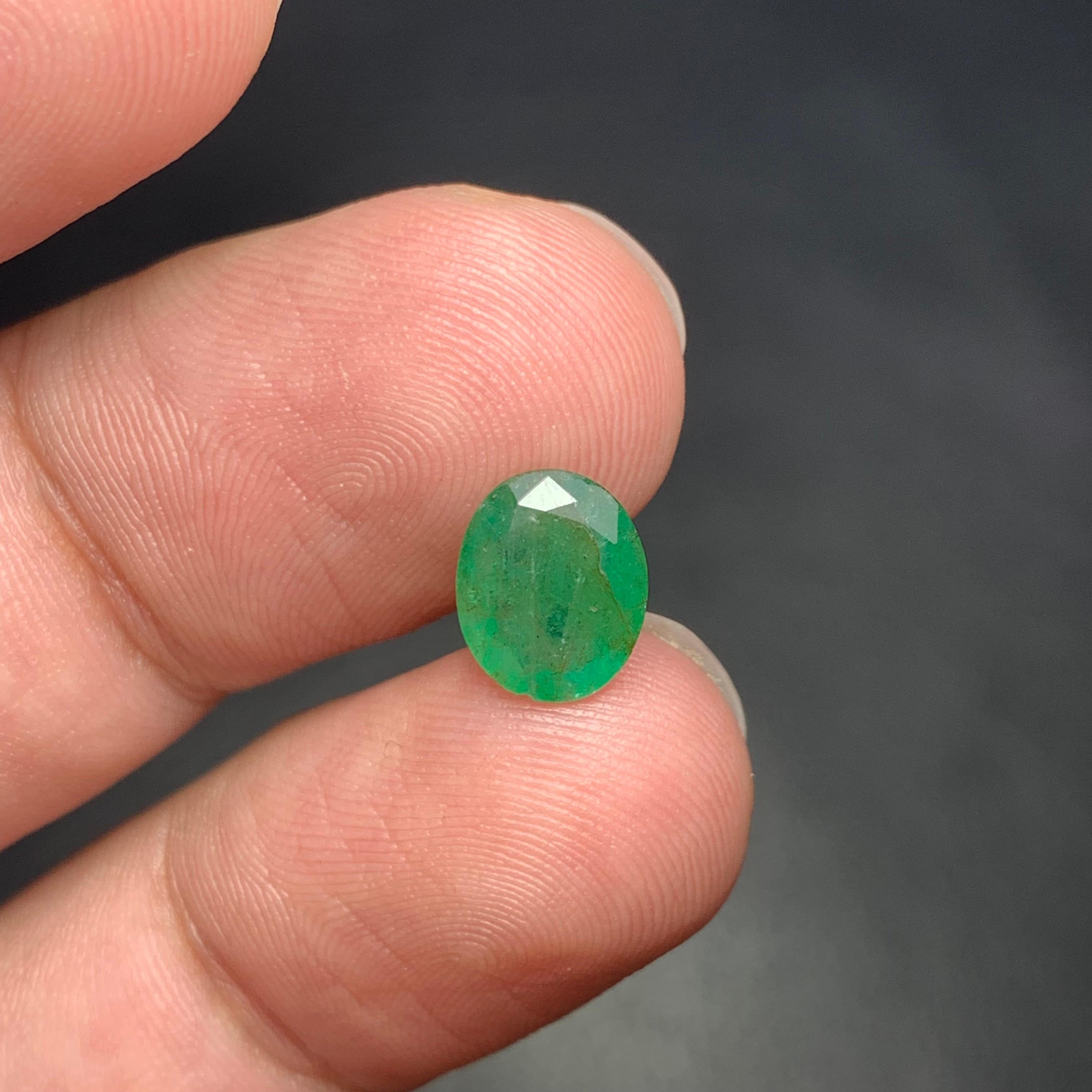 Women's or Men's 1.65 Carat Natural Loose Emerald Gemstone From Zambian Mine For Sale