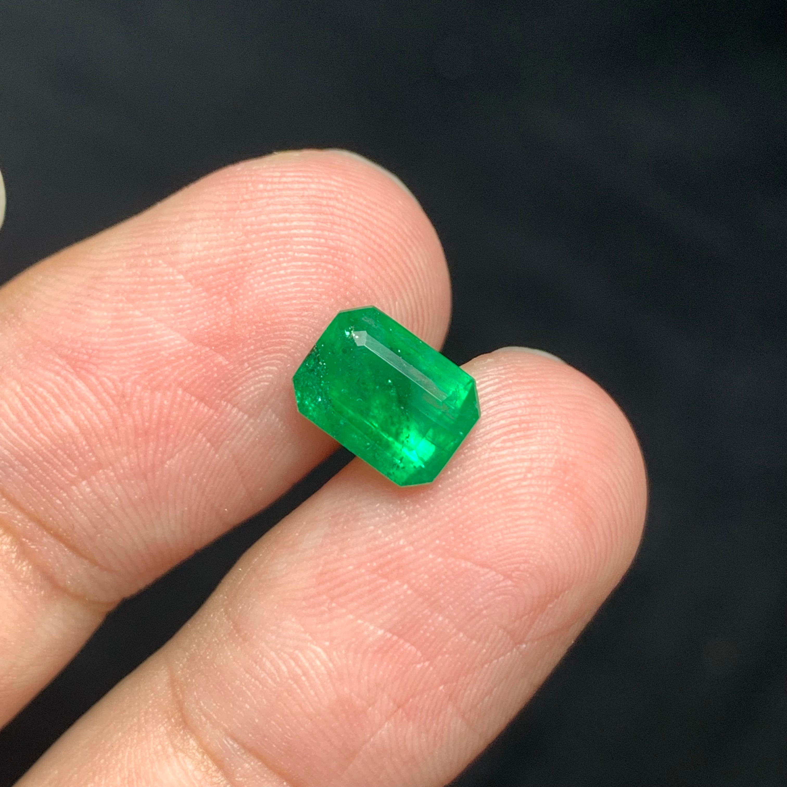 Emerald Cut 1.65 Carat Natural Loose Emerald Shape Gem For Engagement Ring For Sale